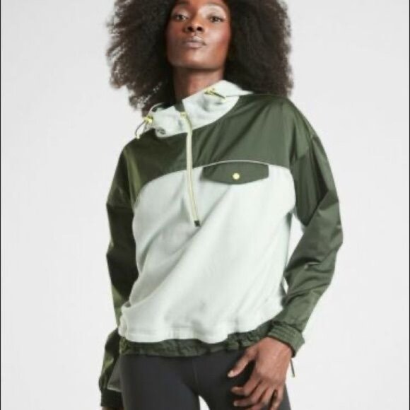Athleta Zion Microfleece Pullover Half Zip Green Mint Colorblock Size Medium - Picture 1 of 8